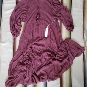 young fabulous broke DAWN wine maxi tiered dress S